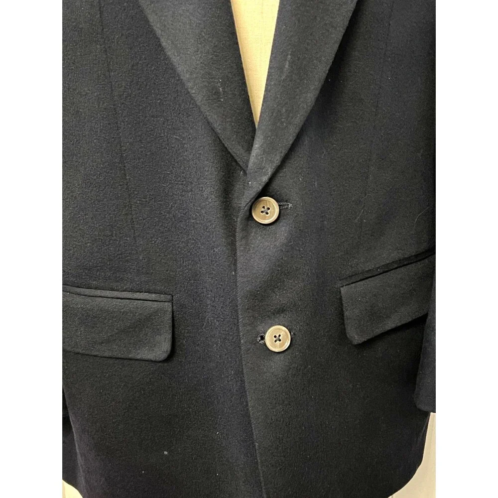 Vtg Barney’s New York Men's 42R Cashmere Navy Blue Blazer Jacket USA Union Made